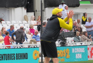 Matt Carter practices catching