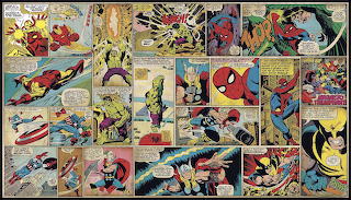 Retro Marvel Comic Strip Collage