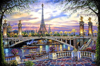 Eiffel Tower and the evening lights