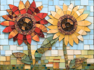 Sunflower mosaic (2) - glass chippings