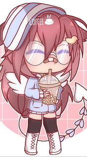 Cute Gacha Life Girl Drinking Boba