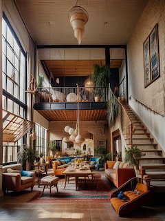 Loft apartment with staircase