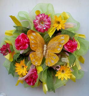 BUTTEFRLY SPRING FLORAL WREATH
