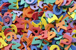 Colorful letters and numbers
