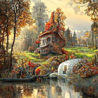 Autumn Mansion by the Lake by Smrtan