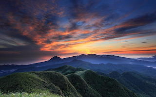 Sunset over hills