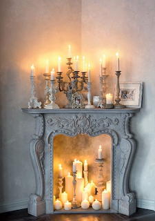 fireplace ,interior, blue, shabby chic