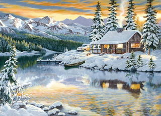 Winter-cabin-river-mountains-rivers-forests-snow-seasons-homes-i