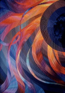 Caryl Breyer Fallert, “Corona 2: Solar Eclipse” Quilt art abstra
