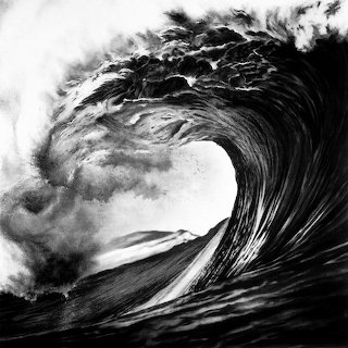 pencil drawing Black & white wave