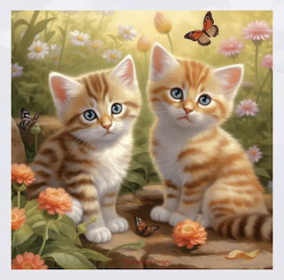 Cute kittens. Puzzle with frame.