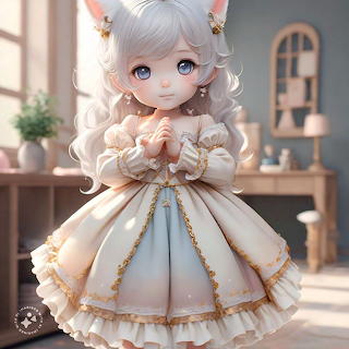 Beautiful Royal AI Anime Cat Girl Wearing Victorian Dress