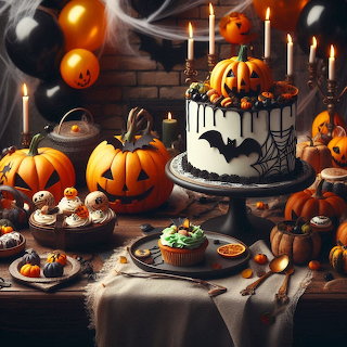 mesa de postre de halloween