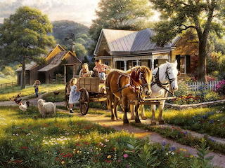 children's happiness horse riding nature picture