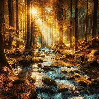 Autumn sunset river