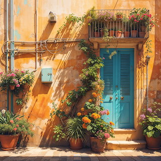 ai turquoise door with flowers - 9