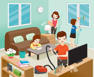 Familia-limpiando